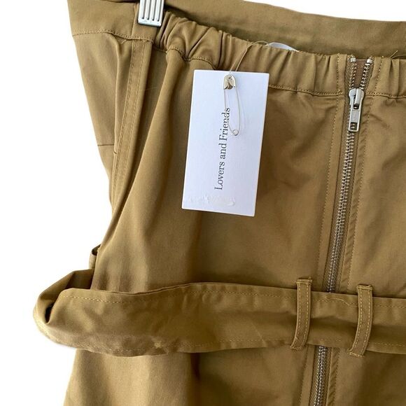 NWT Lovers & Friends Sydney Jumpsuit khaki tan wide leg cargo pants Revolve S - Picture 4 of 13
